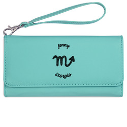 Zodiac Constellations Ladies Leatherette Wallet - Laser Engraved- Teal (Personalized)