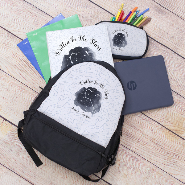 Zodiac Constellations Large Backpack - Black - With Stuff