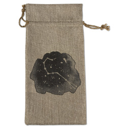 Zodiac Constellations Large Burlap Gift Bag - Front (Personalized)