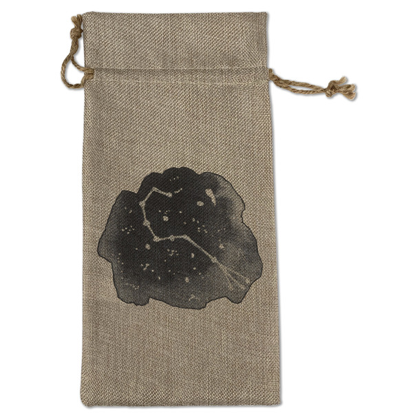 Custom Zodiac Constellations Large Burlap Gift Bag - Front (Personalized)
