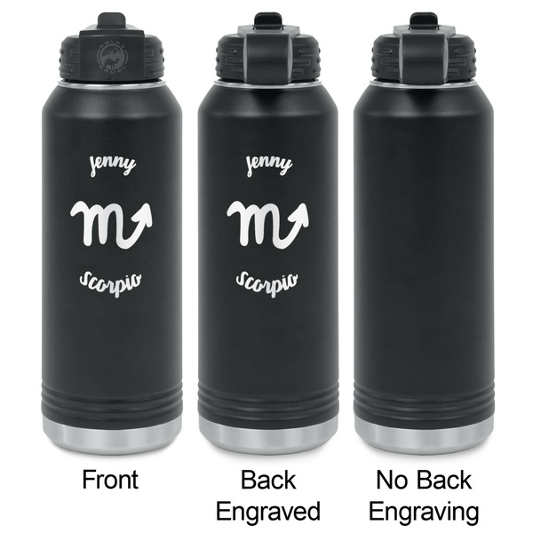 Zodiac Constellations Laser Engraved Water Bottles - 2 Styles - Front & Back View