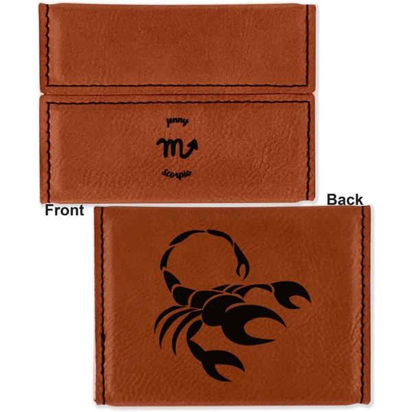 Zodiac Constellations Leather Business Card Holder - Front Back