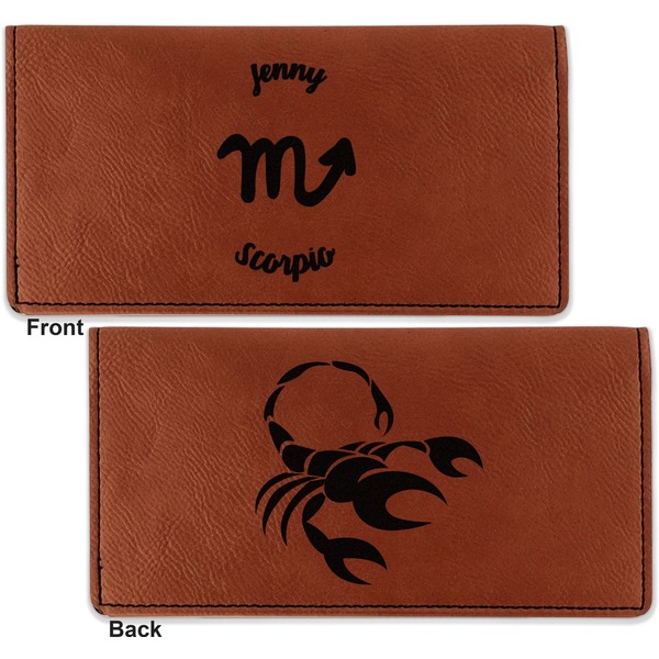 Zodiac Constellations Leather Checkbook Holder Front and Back