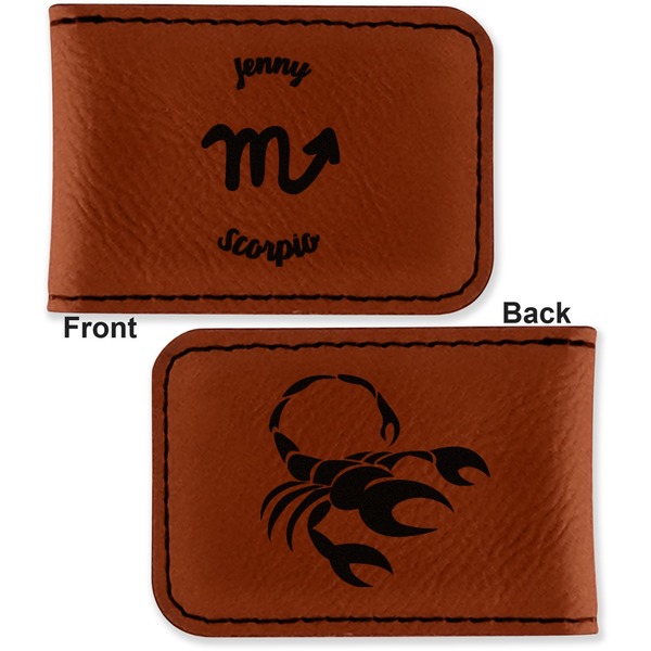 Zodiac Constellations Leatherette Magnetic Money Clip - Front and Back