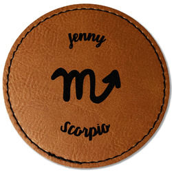 Zodiac Constellations Faux Leather Iron On Patch - Round (Personalized)