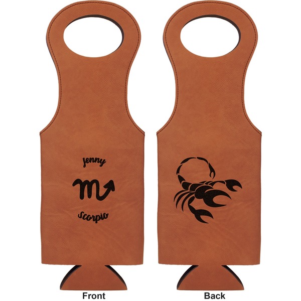 Zodiac Constellations Leatherette Wine Tote Double Sided - Front and Back