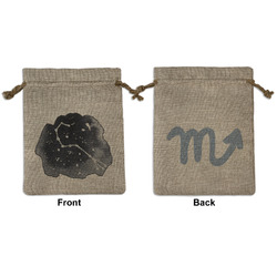 Zodiac Constellations Medium Burlap Gift Bag - Front & Back (Personalized)