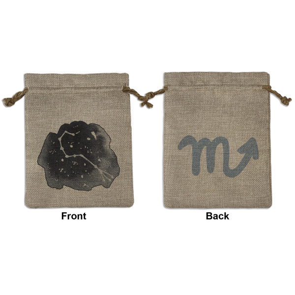 Custom Zodiac Constellations Medium Burlap Gift Bag - Front & Back (Personalized)