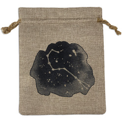 Zodiac Constellations Medium Burlap Gift Bag - Front (Personalized)
