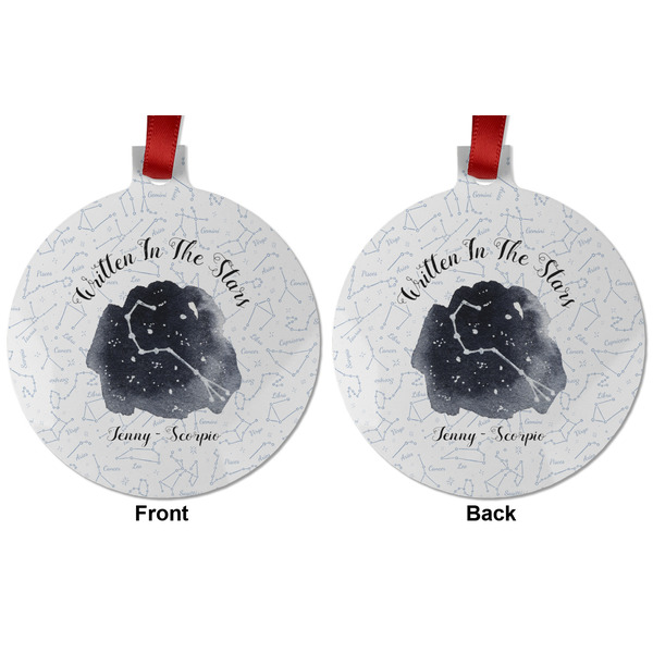 Zodiac Constellations Metal Ball Ornament - Front and Back