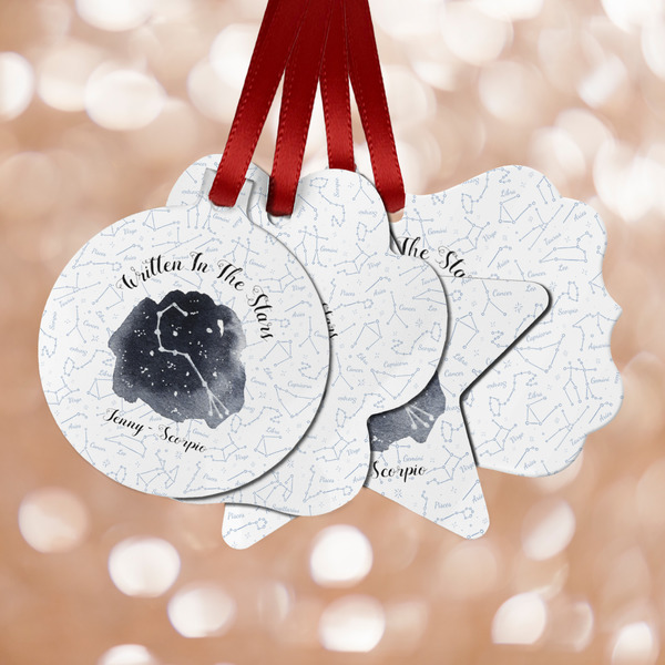 Custom Zodiac Constellations Metal Ornaments - Double Sided w/ Name or Text
