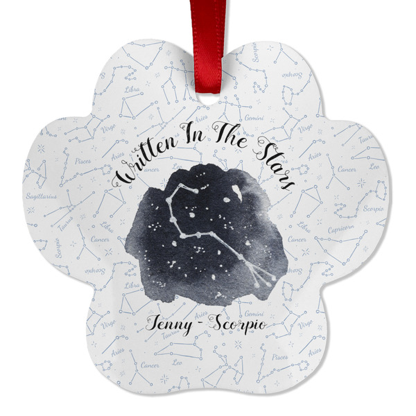 Custom Zodiac Constellations Metal Paw Ornament - Double Sided w/ Name or Text