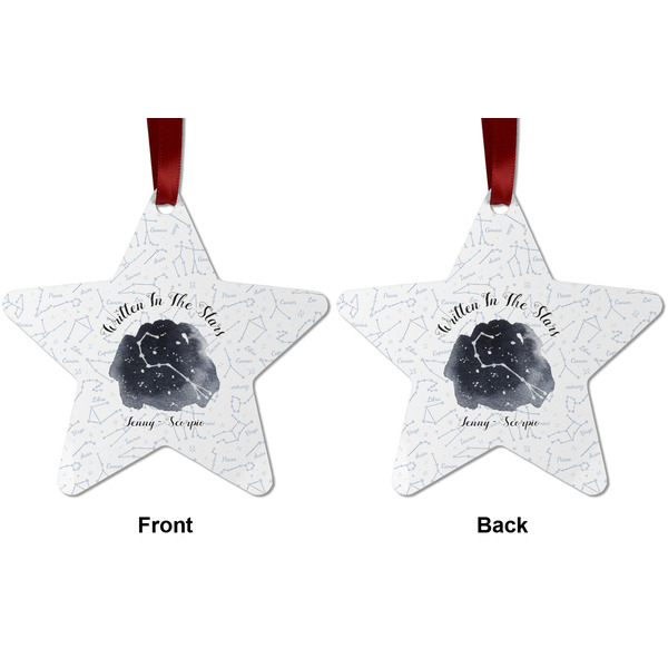 Zodiac Constellations Metal Star Ornament - Front and Back