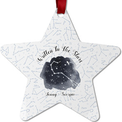 Zodiac Constellations Metal Star Ornament - Double Sided w/ Name or Text