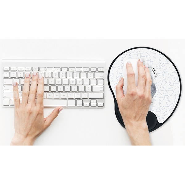 Zodiac Constellations Mouse Pad with Wrist Rest - LIFESYTLE 2 (in use)