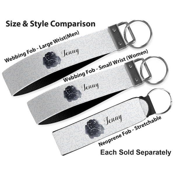 Zodiac Constellations Multiple Key Ring comparison sizes