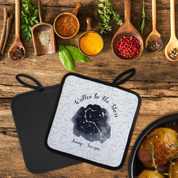 Zodiac Constellations Neoprene Pot Holder - Set of 2  LIFESTYLE (Flatlay)