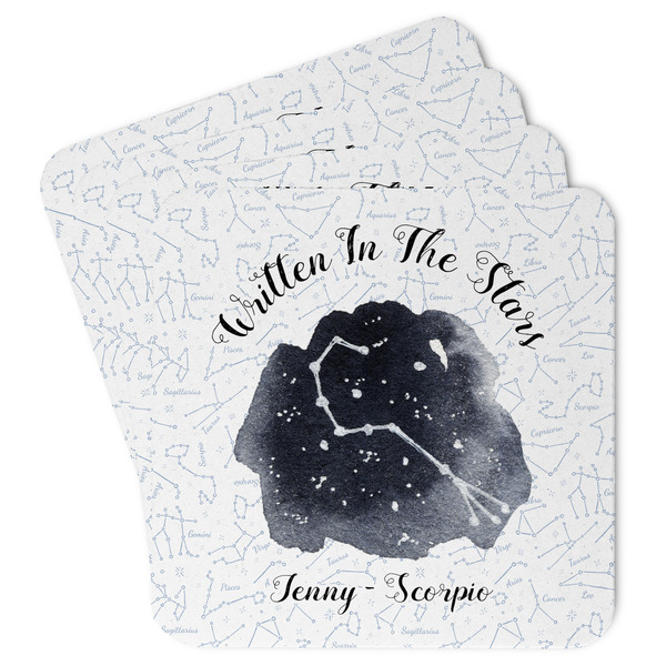 Custom Zodiac Constellations Paper Coasters w/ Name or Text