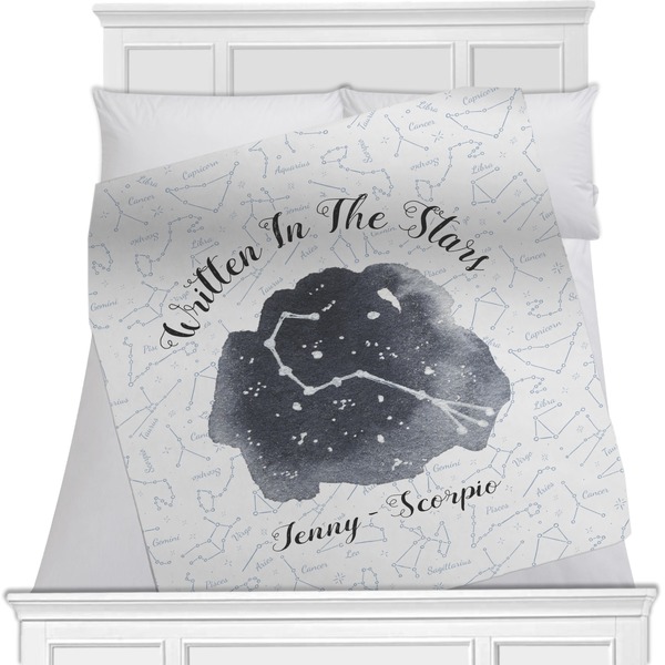 Custom Zodiac Constellations Minky Blanket - Toddler / Throw - 60"x50" - Single Sided (Personalized)