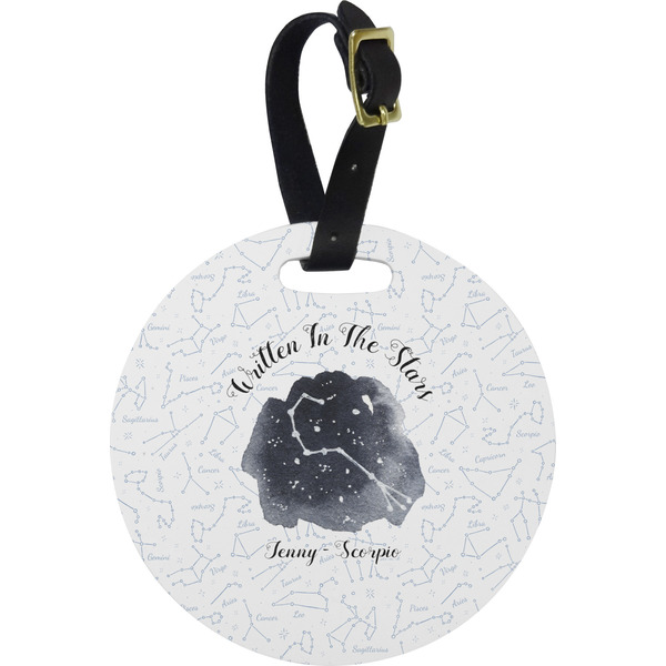 Custom Zodiac Constellations Plastic Luggage Tag - Round (Personalized)