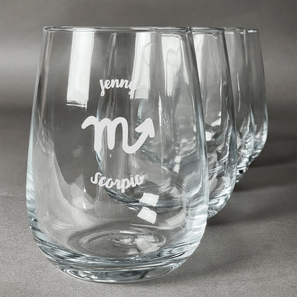 Custom Zodiac Constellations Stemless Wine Glasses (Set of 4) (Personalized)
