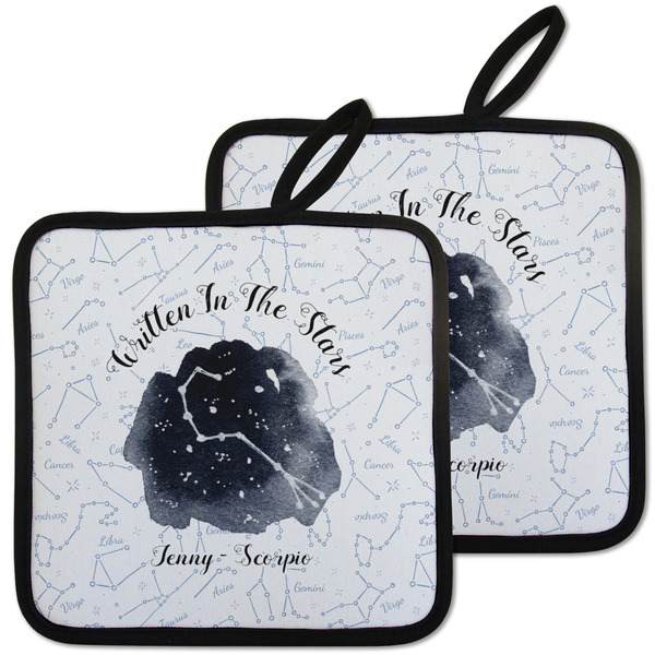 Custom Zodiac Constellations Pot Holders - Set of 2 w/ Name or Text