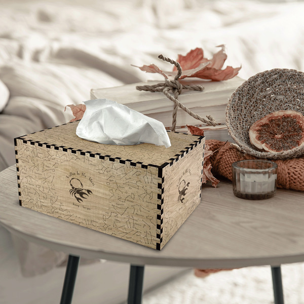 Zodiac Constellations Rectangle Tissue Box Covers - Wood - In Context