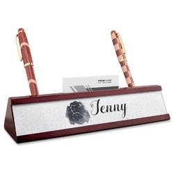 Zodiac Constellations Red Mahogany Nameplate with Business Card Holder (Personalized)