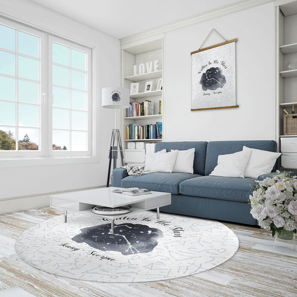 Zodiac Constellations Round Area Rug - IN CONTEXT