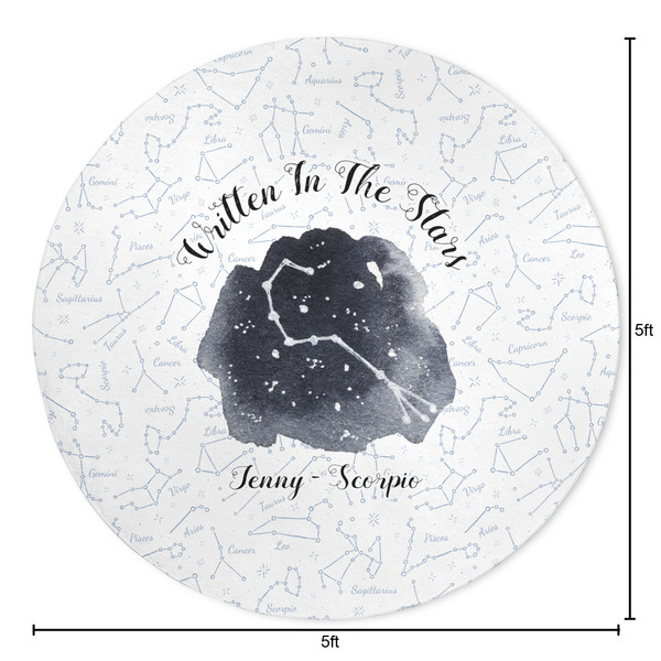 Zodiac Constellations Round Area Rug - Size