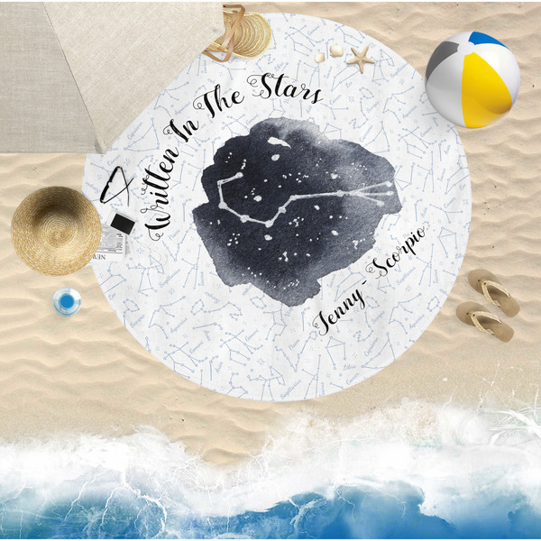 Zodiac Constellations Round Beach Towel Lifestyle