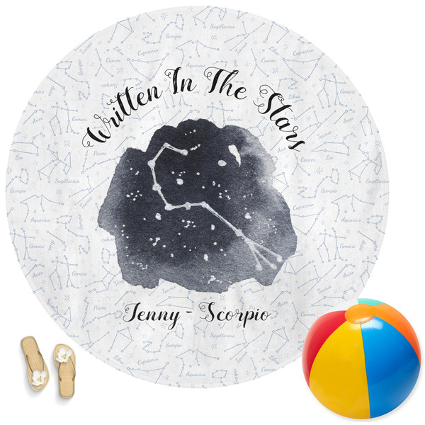 Custom Zodiac Constellations Round Beach Towel (Personalized)