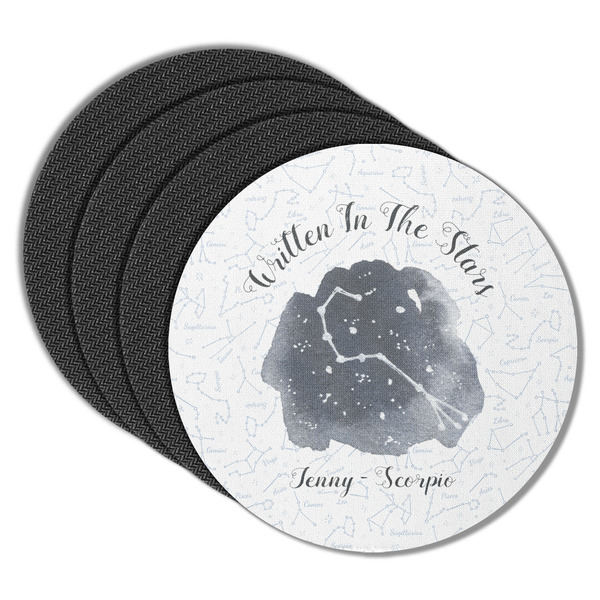 Custom Zodiac Constellations Round Rubber Backed Coasters - Set of 4 (Personalized)