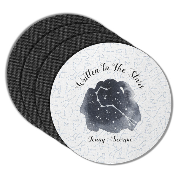 Custom Zodiac Constellations Round Rubber Backed Coasters - Set of 4 (Personalized)