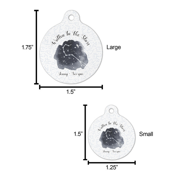 Zodiac Constellations Round Pet ID Tag - Large - Comparison Scale