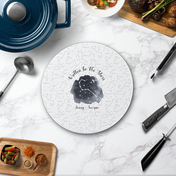 Zodiac Constellations Round Stone Trivet - In Context View
