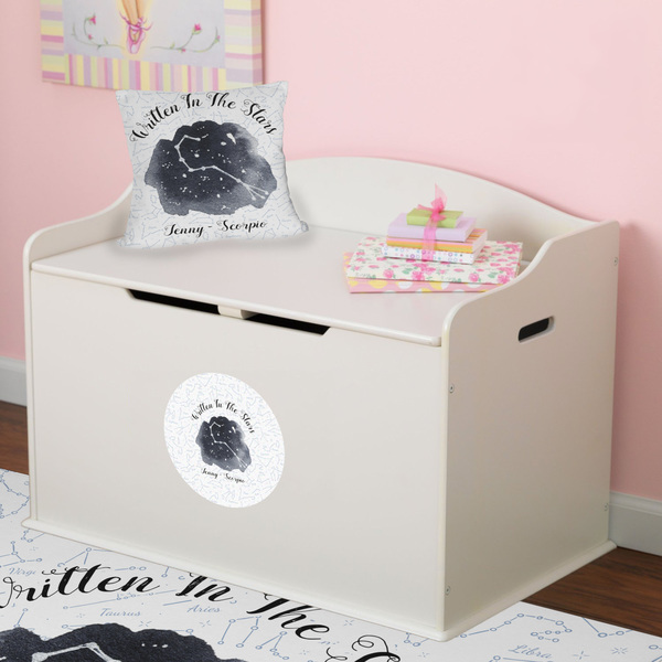 Zodiac Constellations Round Wall Decal on Toy Chest