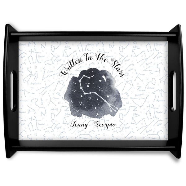 Custom Zodiac Constellations Black Wooden Tray - Large (Personalized)