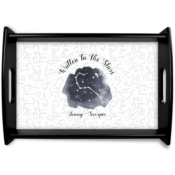 Custom Zodiac Constellations Black Wooden Tray - Small (Personalized)