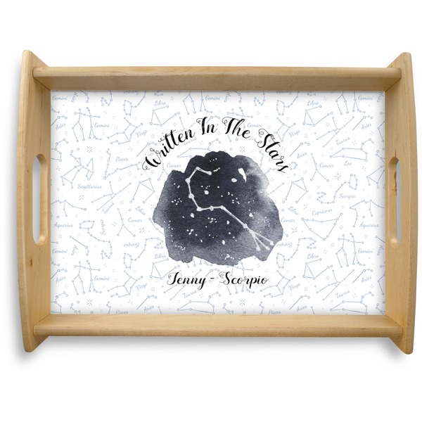 Custom Zodiac Constellations Natural Wooden Tray - Large (Personalized)