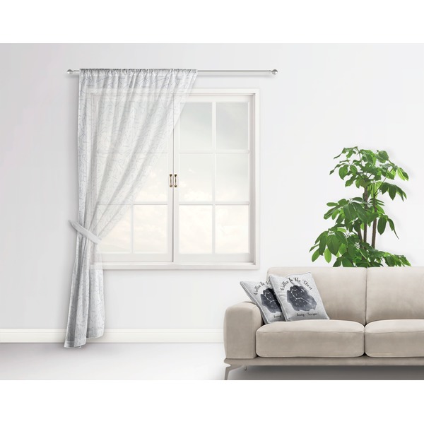 Zodiac Constellations Sheer Curtain With Window and Rod - in Room Matching Pillow