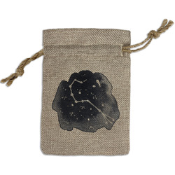 Zodiac Constellations Small Burlap Gift Bag - Front (Personalized)
