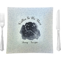 Zodiac Constellations 9.5" Glass Square Lunch / Dinner Plate- Single or Set of 4 (Personalized)