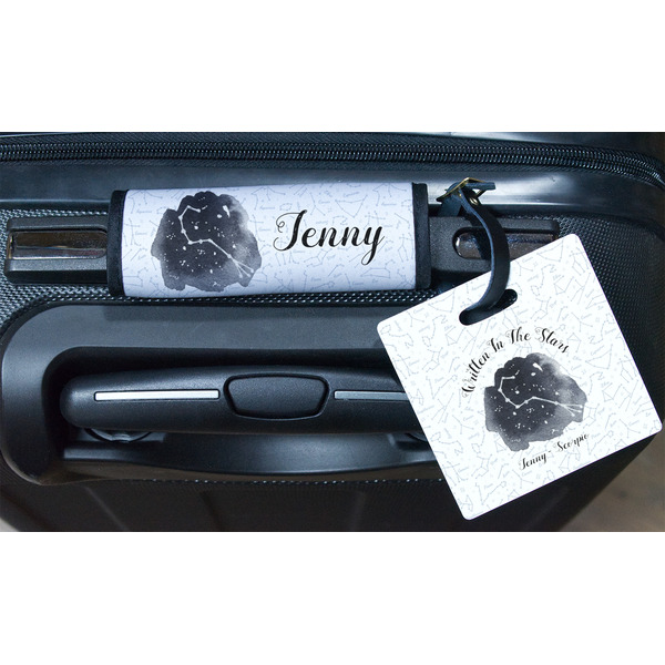 Zodiac Constellations Square Luggage Tag & Handle Wrap - In Context