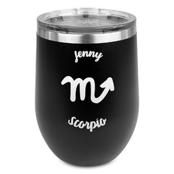 Zodiac Constellations Stemless Stainless Steel Wine Tumbler - Black - Single Sided (Personalized)