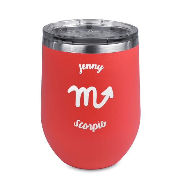 Custom Zodiac Constellations Stemless Stainless Steel Wine Tumbler - Coral - Double Sided (Personalized)