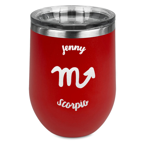 Custom Zodiac Constellations Stemless Stainless Steel Wine Tumbler - Red - Single Sided (Personalized)