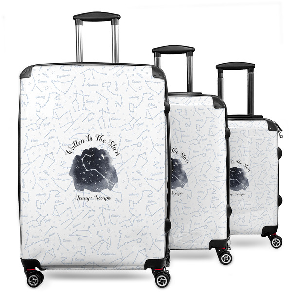 Custom Zodiac Constellations 3 Piece Luggage Set - 20" Carry On, 24" Medium Checked, 28" Large Checked (Personalized)