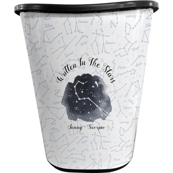 Custom Zodiac Constellations Waste Basket - Single Sided (Black) (Personalized)