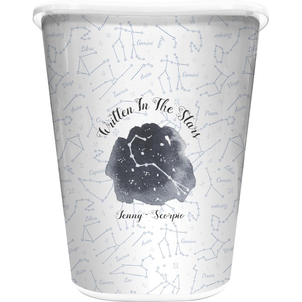 Custom Zodiac Constellations Waste Basket - Double Sided (White) (Personalized)